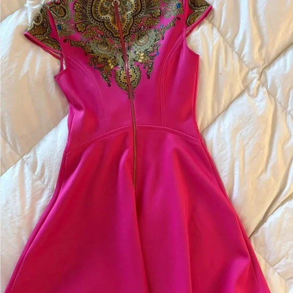 slim fit dress slacks Ashley Lauren 1937 Hot Pink/Gold Prom Dress Size 4, 6, 8 Metallic A Line 8 / Hot Pink/Gold main image 1